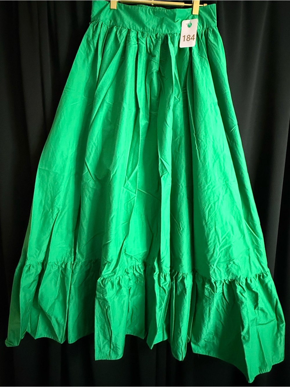 Bright Green Maxi Skirt with Gathered Hem - Brand Unspecified
